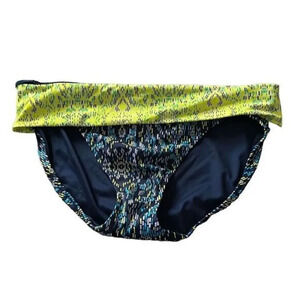 Soma swim Fdover Hipster Swim Bottom Porto‎ Tile NWT Size Large.  Blue Yellow